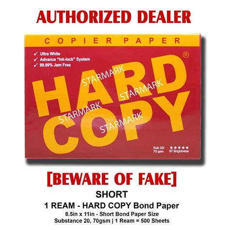 Hard Copy Bond Paper SHORT Bond Papers 8.5x11 inches Substance 20.